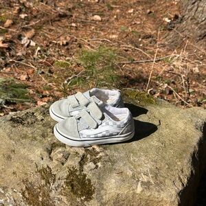 Vans Kids' Gray and White Velcro Sneakers